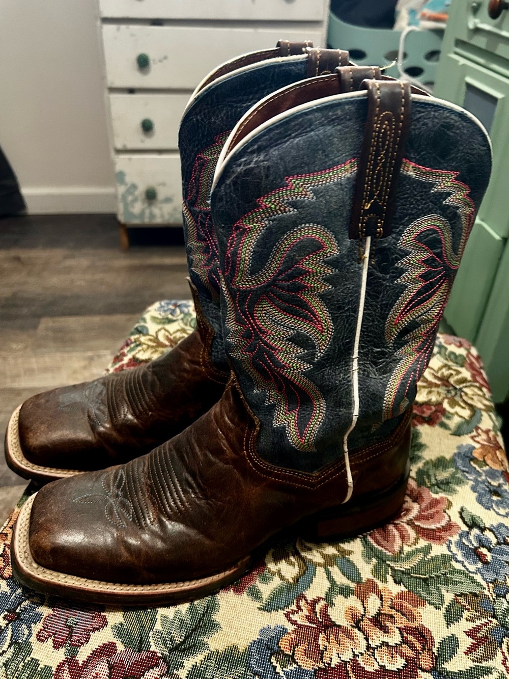 Women’s Brown & Blue Western Cowboy Boots